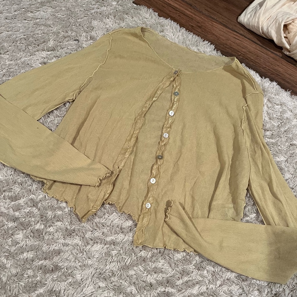 Brandy Melville Olive Green Button-Up Top